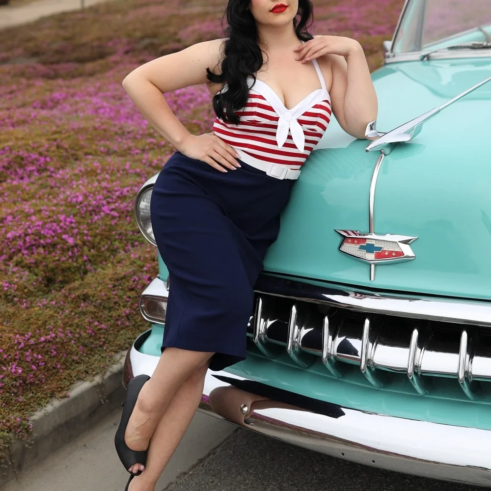 Pinup Couture 1950s Pinup Girl Fitted Wiggle Sailor Dress - vintage inspired - Picture 2 of 16